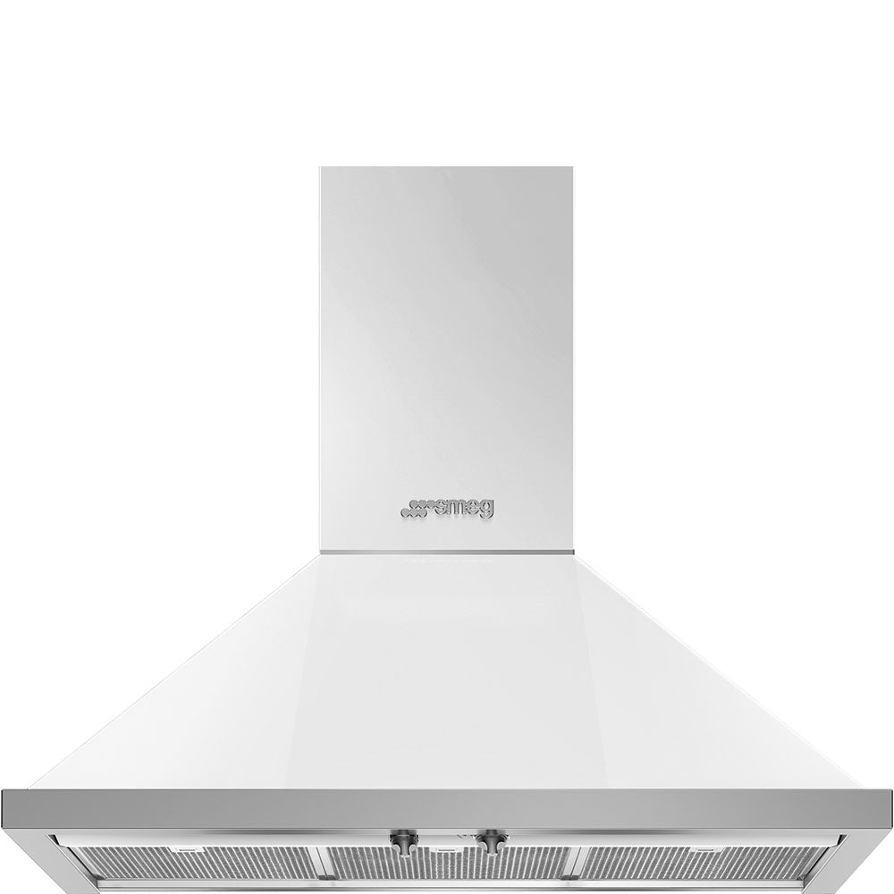 Smeg KPF36UWH Portofino 36 Inch Wall Mount Chimney Hood with Recirculating Option