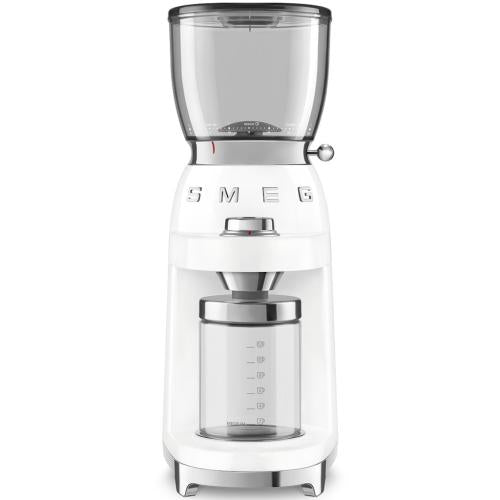 Smeg CGF01WHUS 50's Retro Style Burr Coffee Grinder with Adjustable Grinding Levels, White