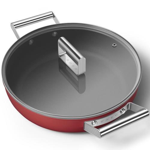 Smeg CKFD2811RDM Nonstick Deep Frying Pan, 28cm, Red
