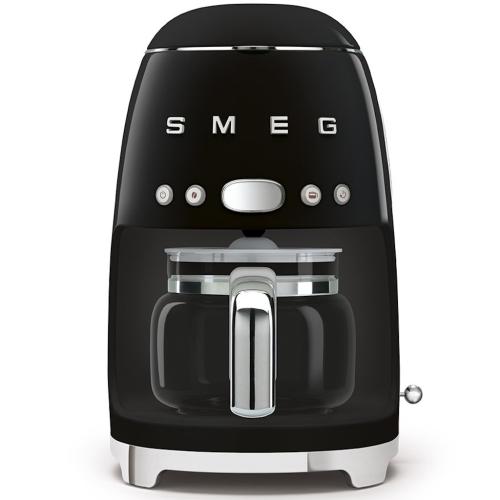 Smeg DCF01BLUS 50's Retro Style Programmable Drip Coffee Machine with Glass Carafe, Black