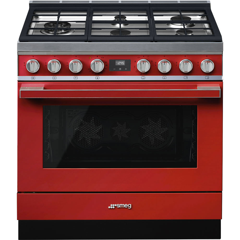 Smeg CPF36UGMR 36 Inch Freestanding Professional Dual Fuel Range