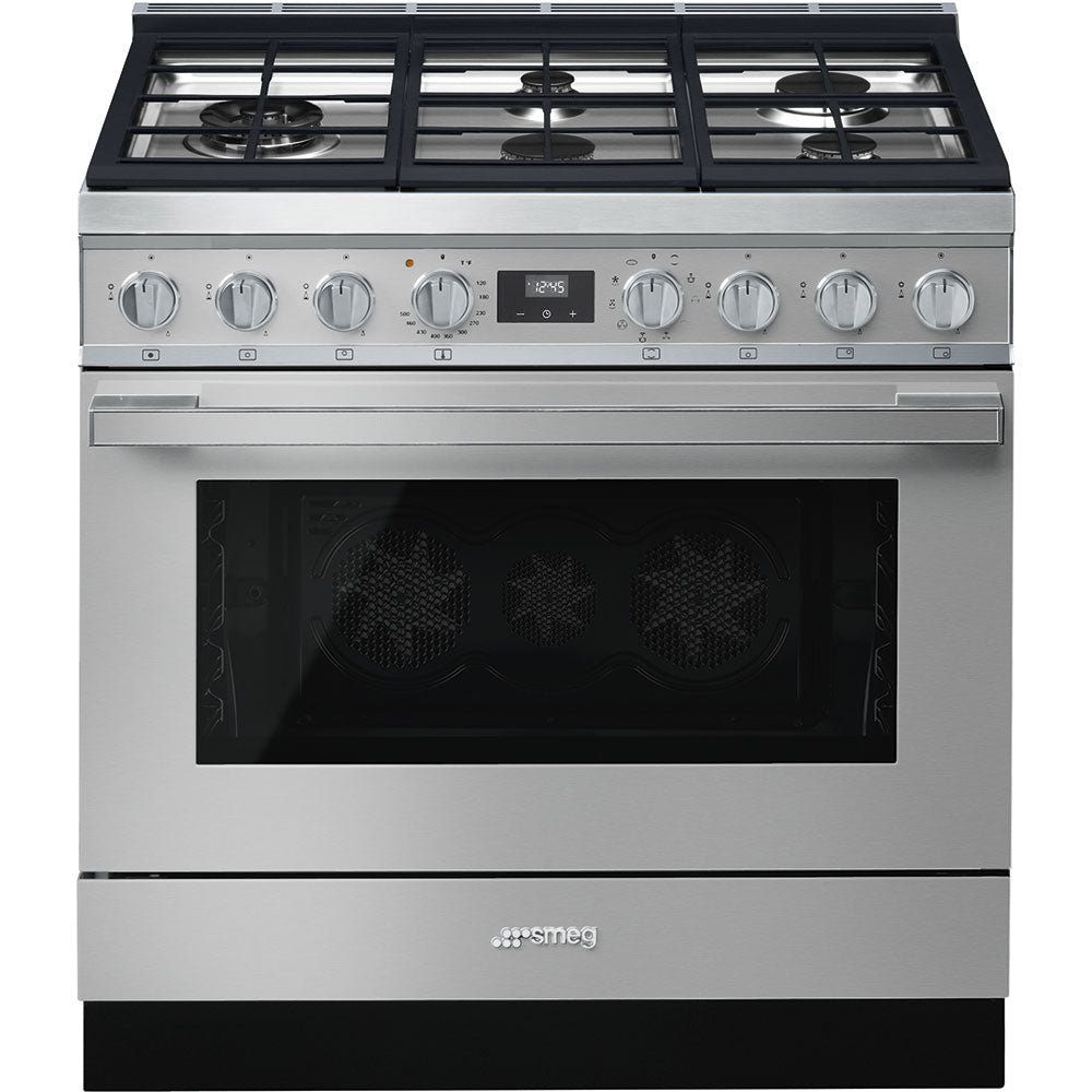 Smeg CPF36UGMX 36 Inch Freestanding Professional Dual Fuel Range