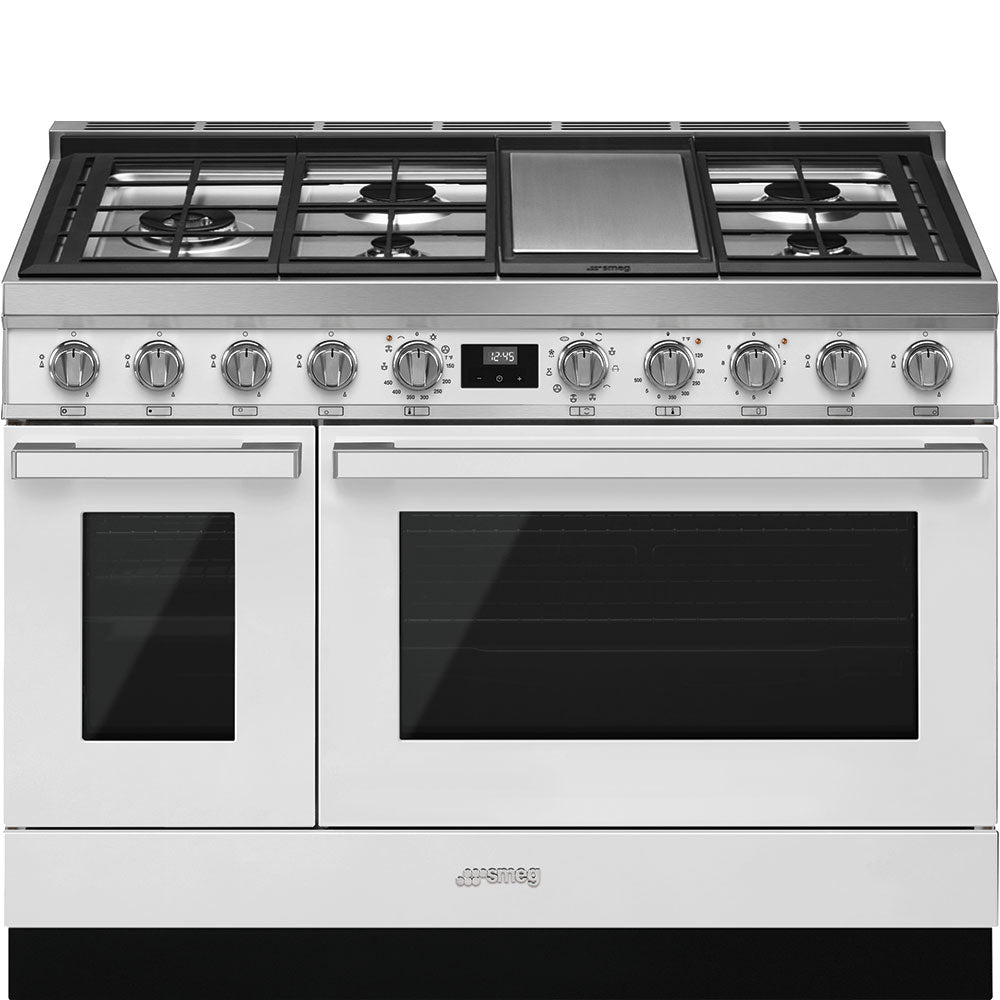 Smeg CPF48UGMWH 48 Inch Freestanding Professional Dual Fuel Range with Double Oven