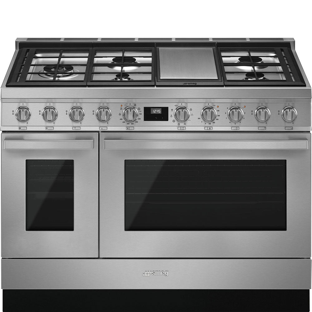 Smeg CPF48UGMX 48 Inch Freestanding Professional Dual Fuel Range with Double Oven