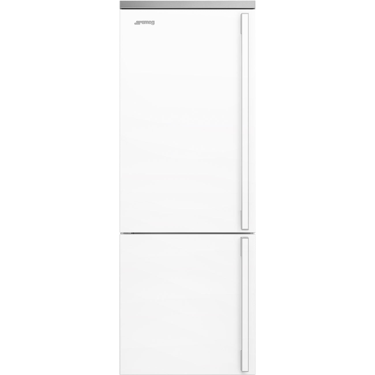 Smeg FA490ULWH Portofino 28 Inch Freestanding Bottom Mount Refrigerator with 16.2 Cu. Ft. Total Capacity