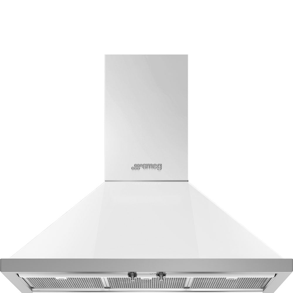 Smeg KPF36UWH Portofino 36 Inch Wall Mount Chimney Hood with Recirculating Option