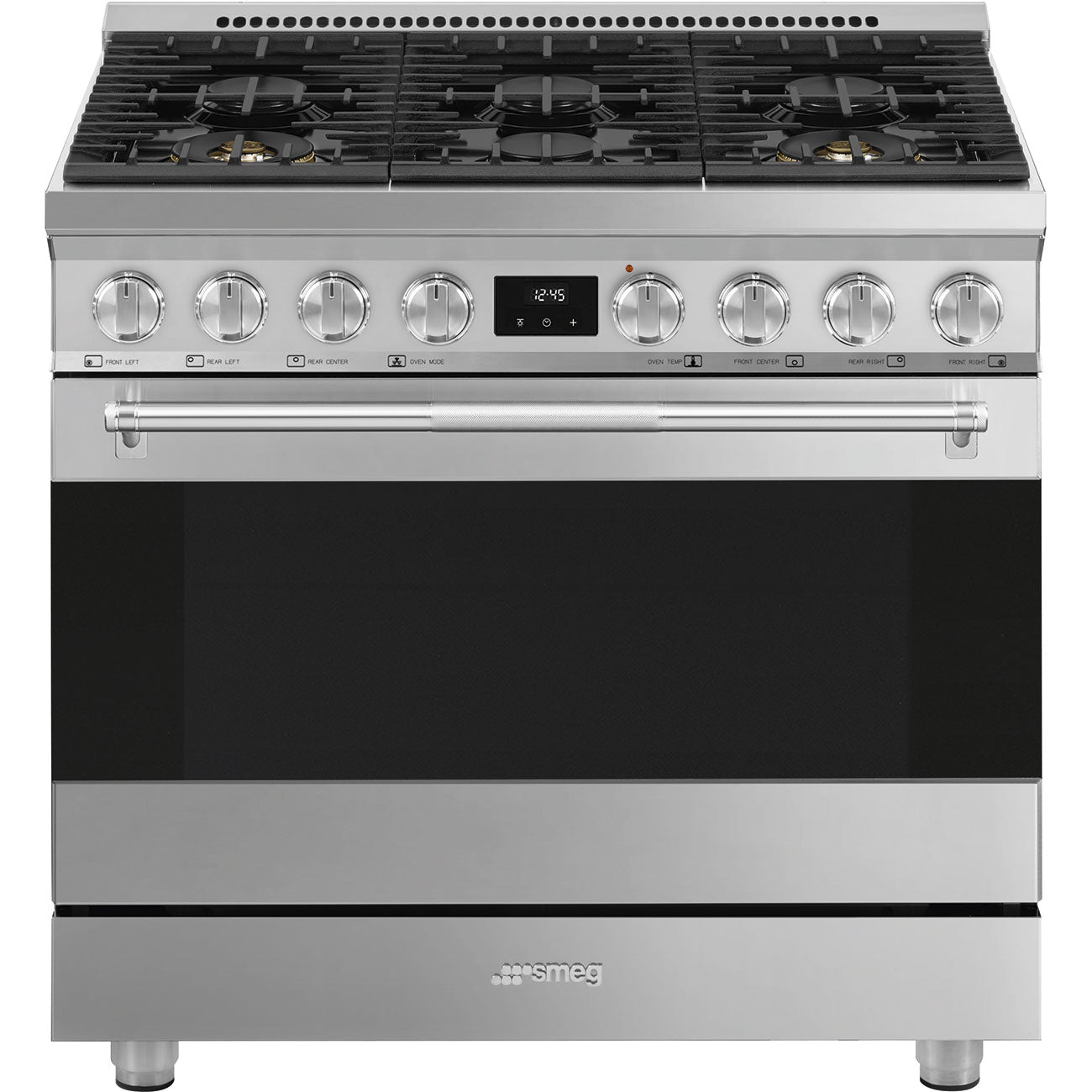 Smeg SPR36UGGX 36 Inch Freestanding Gas Range with 6 Sealed Burners