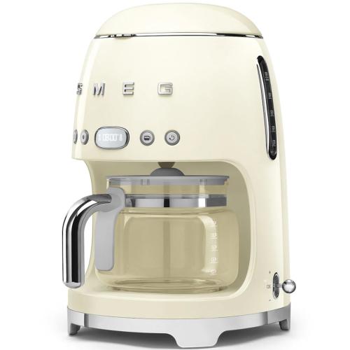 Smeg DCF01CRUS 50's Retro Style Programmable Drip Coffee Machine with Glass Carafe, Cream