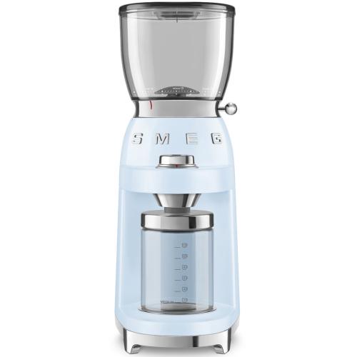 Smeg CGF01PBUS 50's Retro Style Burr Coffee Grinder with Adjustable Grinding Levels, Pastel Blue