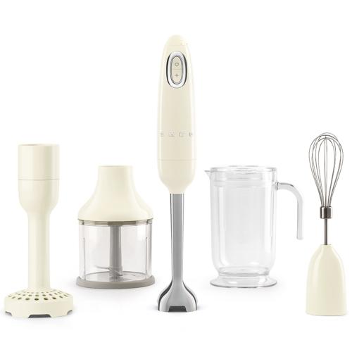 Smeg HBF02CRUS 50's Retro Style Hand Blender Set with Accessories and Variable Speed Control, Cream