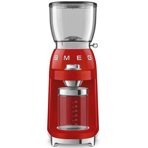 Smeg CGF01RDUS 50's Retro Style Burr Coffee Grinder with Adjustable Grinding Levels, Red