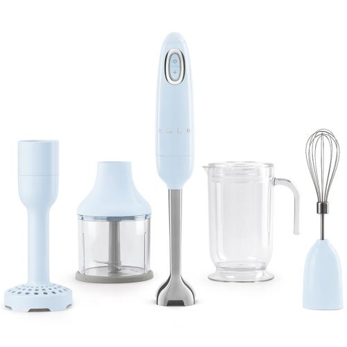 Smeg HBF02PBUS 50's Retro Style Hand Blender Set with Accessories and Variable Speed Control, Pastel Blue