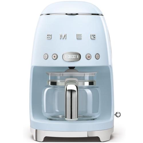 Smeg DCF01PBUS 50's Retro Style Programmable Drip Coffee Machine with Glass Carafe, Pastel Blue
