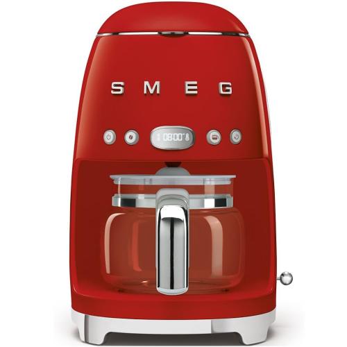 Smeg DCF01RDUS 50's Retro Style Programmable Drip Coffee Machine with Glass Carafe, Red