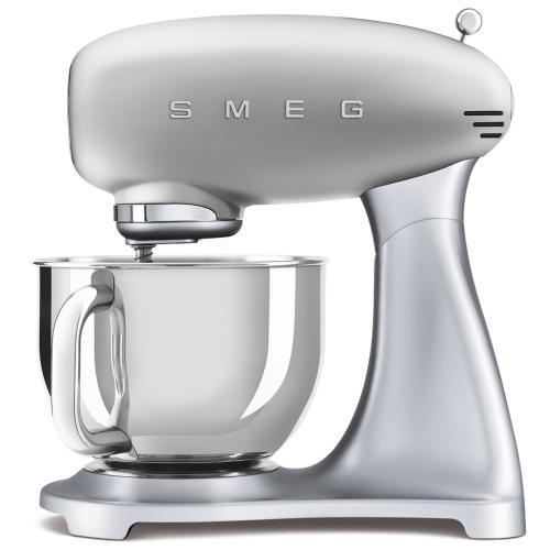 Smeg SMF02SVUS 50's Retro Style Stand Mixer with Pouring Shield and 5 Quart Bowl, Silver